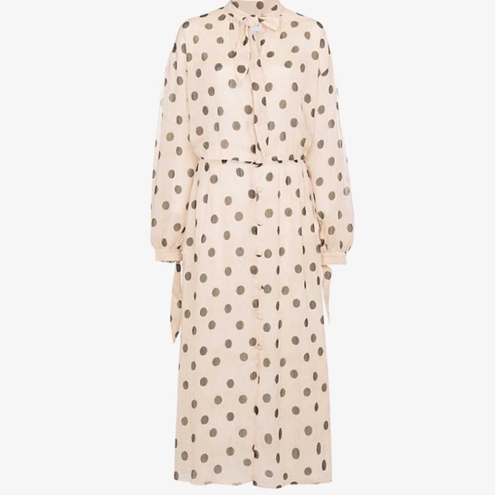 Nanushka polka dot print flared chiffon dress